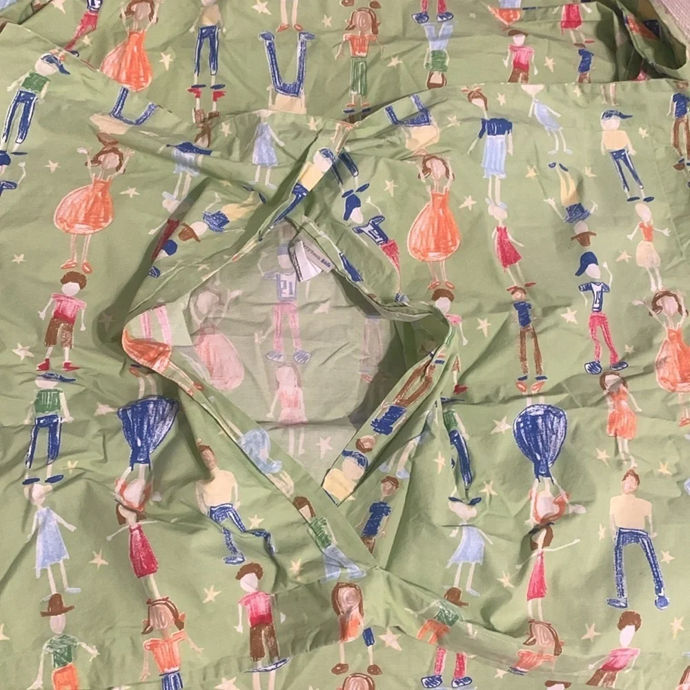 Pottery Barn happy children twin Duvet‎ Cover & Pillow Sham printed green unisex